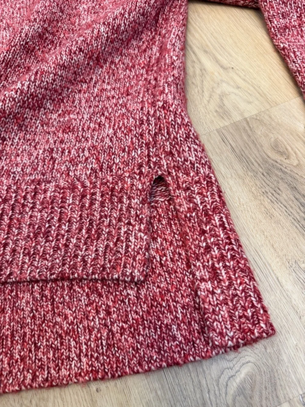 J. Crew Red and White Wool Knit Turtleneck Sweater